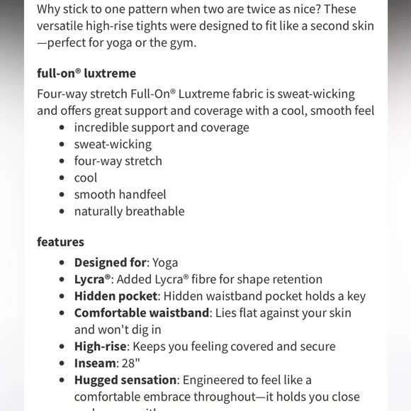 Lululemon Wunder Under High-Rise Tight Blocked Full-On Luxtreme 28" - Picture 6 of 6